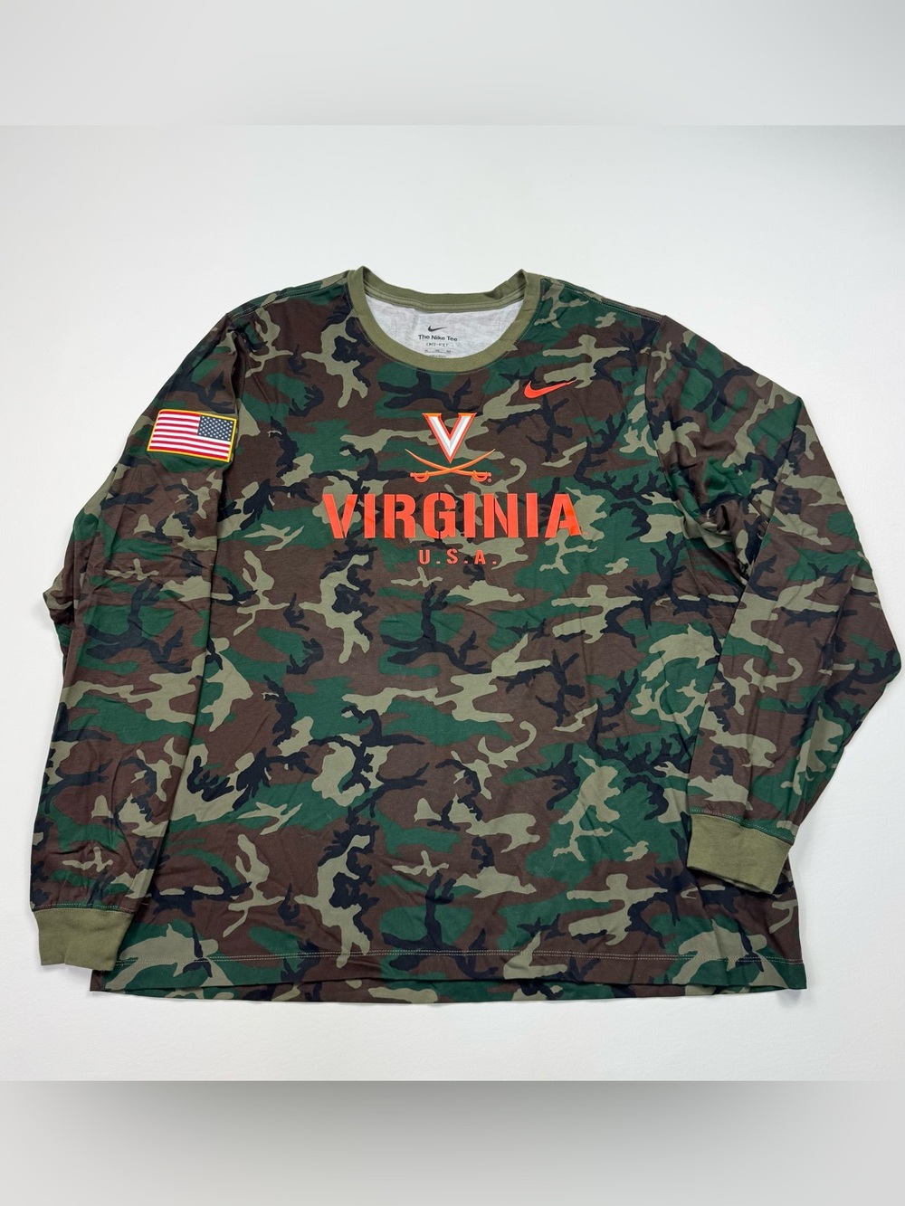 Men’s Nike Dri-Fit NCAA Virginia Cavaliers Long Sleeve Camo T-Shirt Size 3XL
